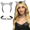 2 ACCESSOIRES CHAT SÉDUCTION SERRE-TÊTE COLLIER
