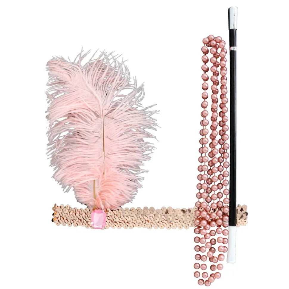 3 ACCESSOIRES DÉGUISEMENT CHARLESTON ROSE FEMME