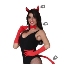 3 ACCESSOIRES DÉGUISEMENT DÉMON ROUGE ÉLÉGANT