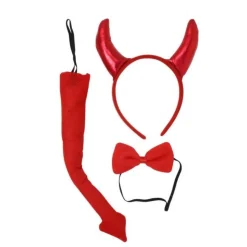 3 ACCESSOIRES DÉGUISEMENT DÉMON ROUGE ÉLÉGANT