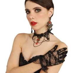 3 ACCESSOIRES DÉGUISEMENT GOTHIQUE BIJOUX GANTS