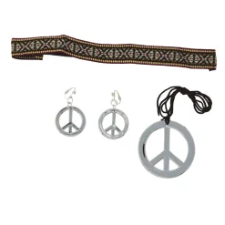 3 ACCESSOIRES DÉGUISEMENT HIPPIE PEACE LOVE ADULTE