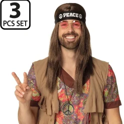 3 ACCESSOIRES DÉGUISEMENT HIPPIE PEACE