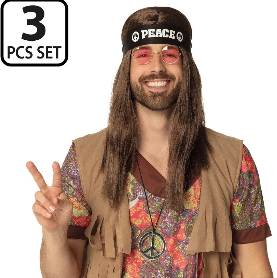 3 ACCESSOIRES DÉGUISEMENT HIPPIE PEACE