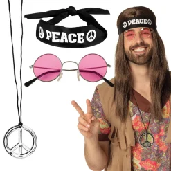 3 ACCESSOIRES DÉGUISEMENT HIPPIE PEACE