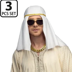3 ACCESSOIRES DÉGUISEMENT ÉMIR ARABE RICHE HOMME