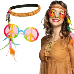 2 ACCESSOIRES HIPPIE BANDEAU LUNETTES PEACE LOVE