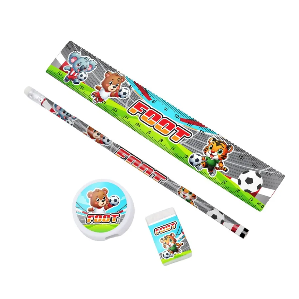 4 ACCESSOIRES PAPETERIE FOOTBALL 19CM