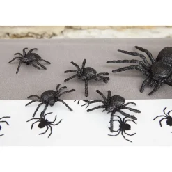 4 ARAIGNÉES DÉCO 5X4X1.5CM NOIR PAILLETÉ