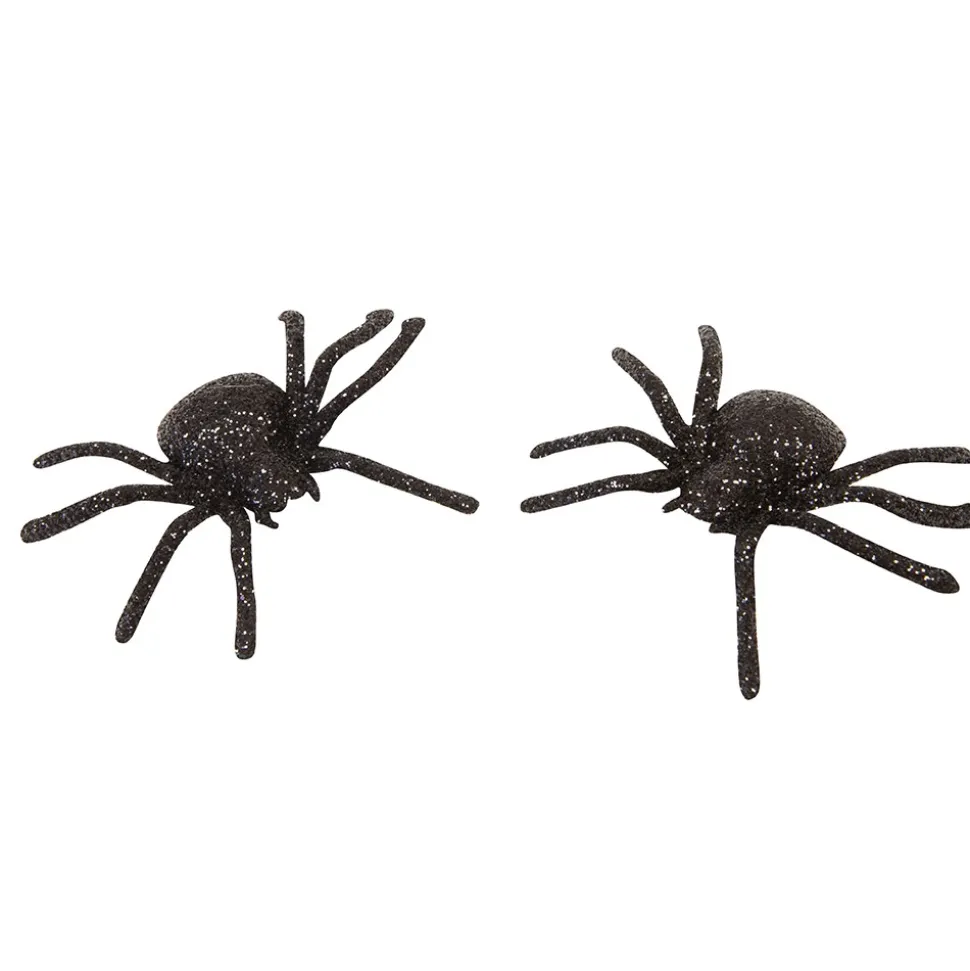 4 ARAIGNÉES DÉCO 5X4X1.5CM NOIR PAILLETÉ