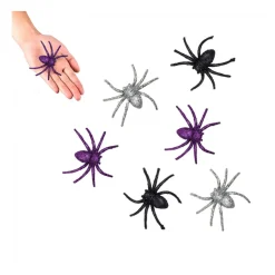 6 ARAIGNÉES PAILLETÉES COLORÉES