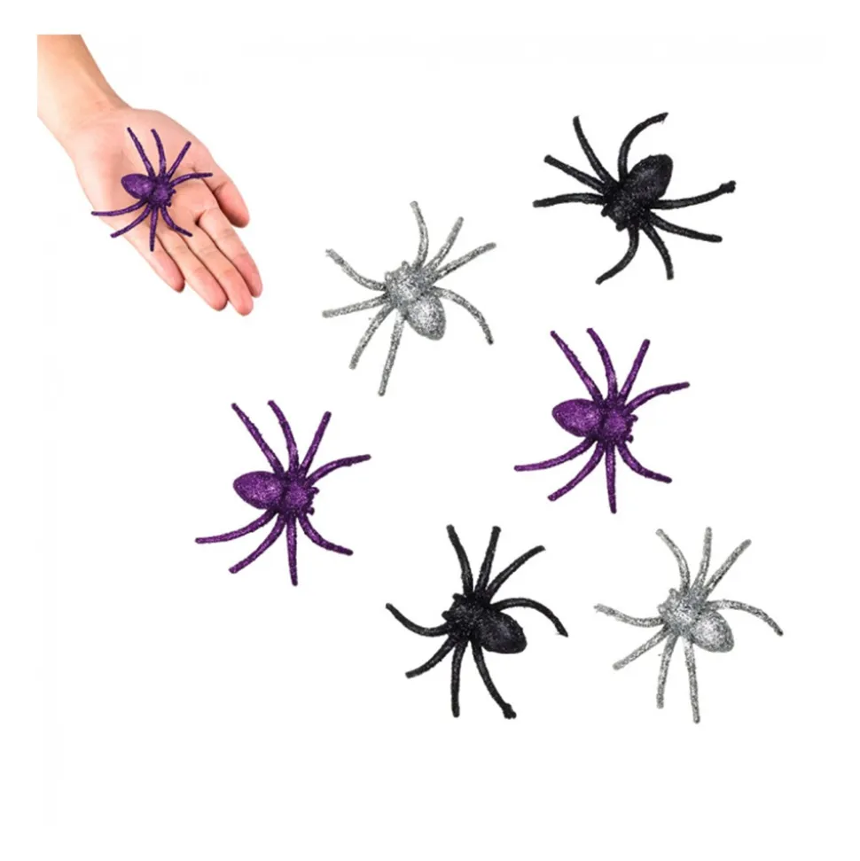 6 ARAIGNÉES PAILLETÉES COLORÉES