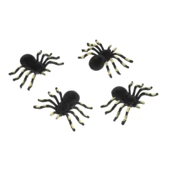 4 ARAIGNÉES PAILLETÉES OR 10X7.6X2.7CM NOIR