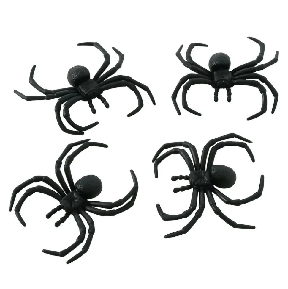4 ARAIGNÉES TÉGÉNAIRE DÉCO PVC 8CM NOIR