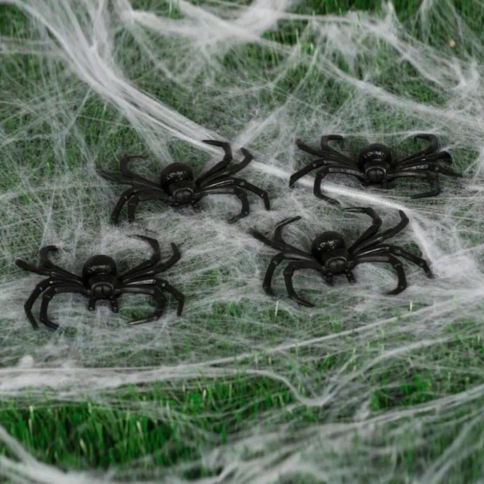 4 ARAIGNÉES TÉGÉNAIRE DÉCO PVC 8CM NOIR