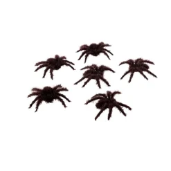 6 ARAIGNÉES VELUES MARRON PLASTIQUE 7CM