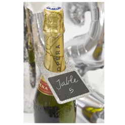 2 ARDOISES GOULOT BOUTEILLE 10X6CM ARGENT PAILLETÉ