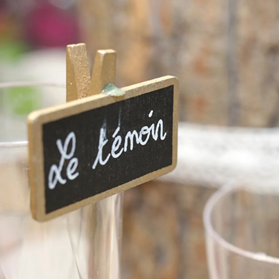 12 ARDOISES SUR PINCE 4X2CM OR