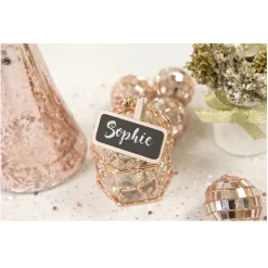 6 ARDOISES SUR PINCE 4X2CM ROSE GOLD BRILLANT