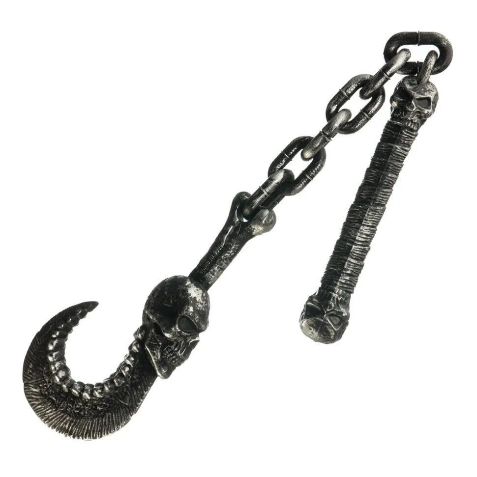 ARME JOUET PE CHAINE CROCHET TÊTE DE MORT 86CM