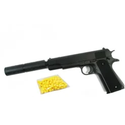 ARME PISTOLET À BILLES SILENCIEUX 18CM
