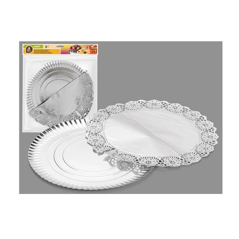 ASSIETTE PRÉSENTATION CARTON NAPPERON 30CM ARGENT