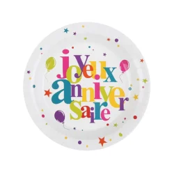 10 ASSIETTES ANNIVERSAIRE FESTIF COLORÉ