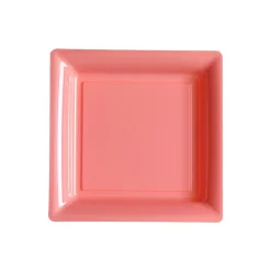 12 ASSIETTES CARRÉES 18CM - ROSE PASTEL