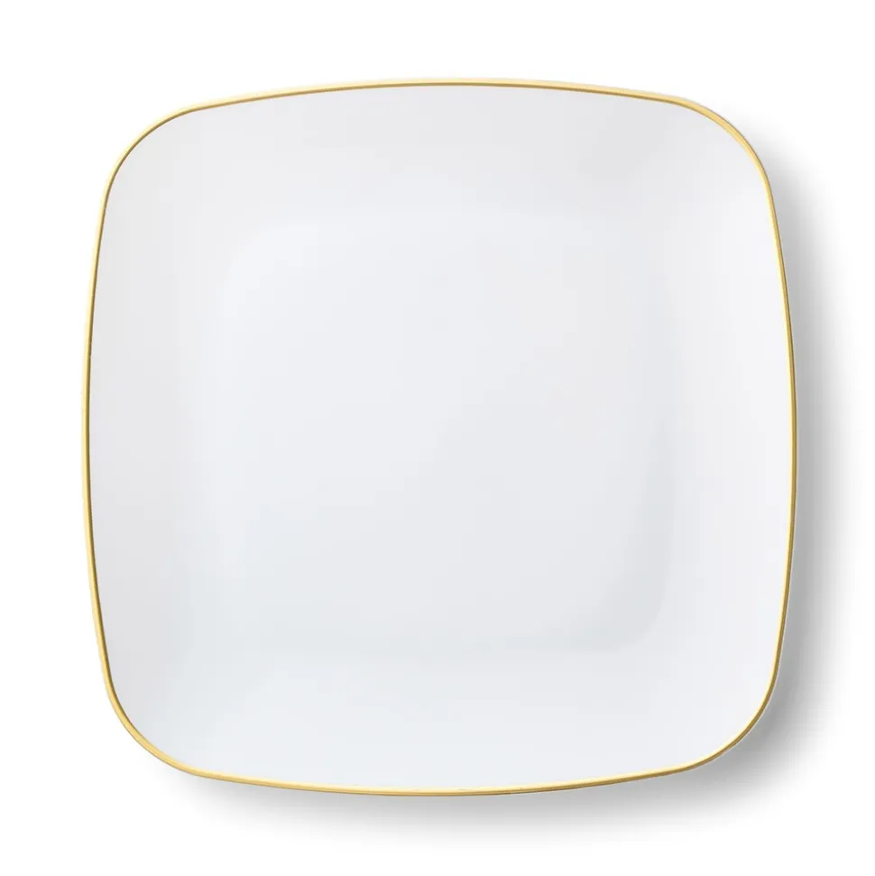 32 ASSIETTES CARRÉES PRESTIGES BLANCHES ET OR