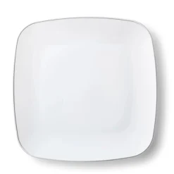 32 ASSIETTES CARRÉES PRESTIGES BLANCHES ET ARGENT