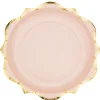 8 ASSIETTES CARTON 6 ACCOLADES OR 23CM ROSE POUDRÉ