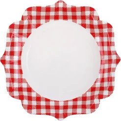 10 ASSIETTES CARTON ACCOLADES VICHY 21CM ROUGE