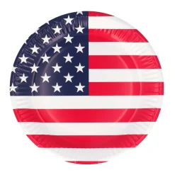 10 ASSIETTES CARTON AMERICAN PARTY 23CM TRICOLORE