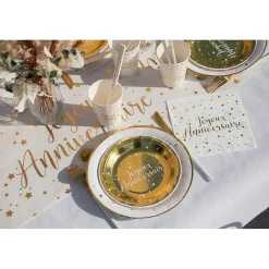 10 ASSIETTES CARTON ANNIVERSAIRE 17.5CM OR