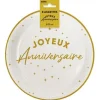 8 ASSIETTES CARTON ANNIVERSAIRE 23CM OR