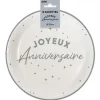 8 ASSIETTES CARTON ANNIVERSAIRE 23CM ARGENT
