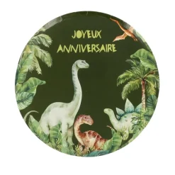 6 ASSIETTES CARTON ANNIVERSAIRE DINOSAURE 23CM