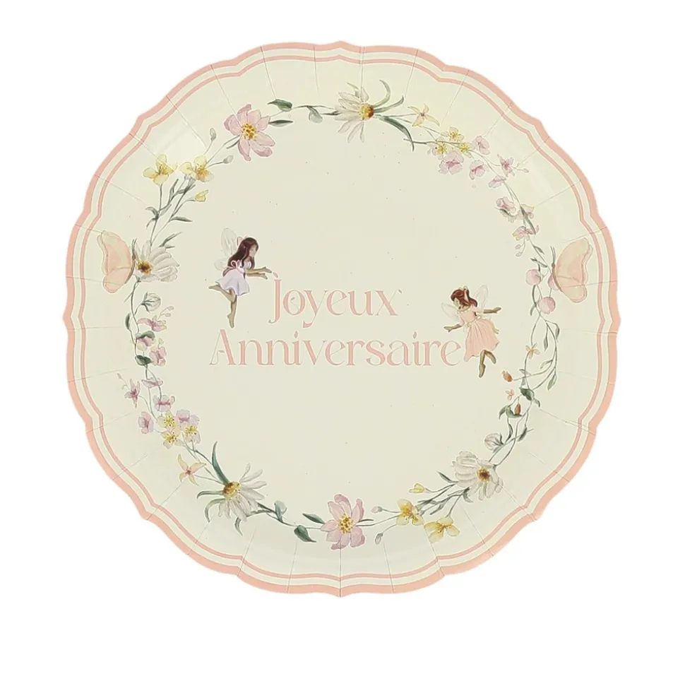 6 ASSIETTES CARTON ANNIVERSAIRE FAIRY WORLD 23CM