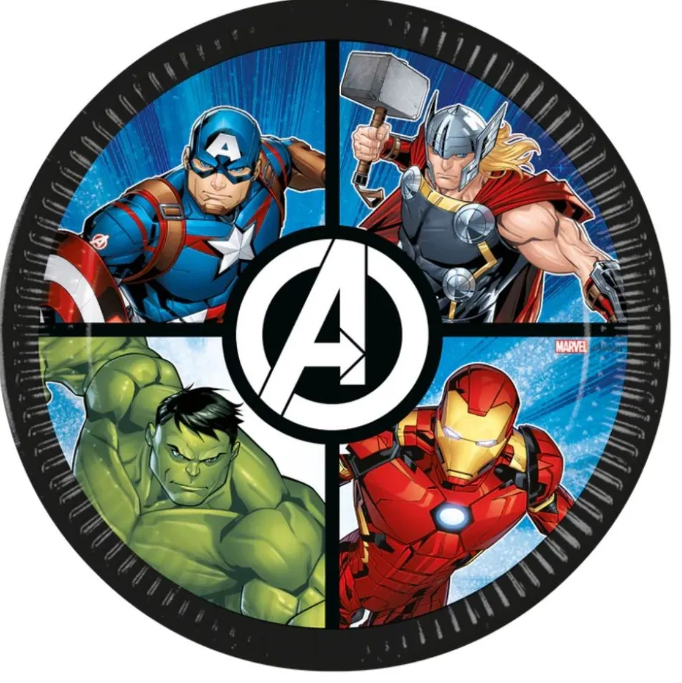 8 ASSIETTES CARTON AVENGERS EVERGREEN 23CM