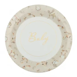 6 ASSIETTES CARTON BABY LITTLE TEDDY 22.5CM IVOIRE