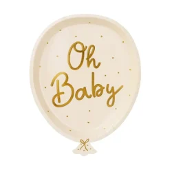 6 ASSIETTES CARTON BALLON OH BABY 17.5X22CM NUDE