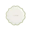 8 ASSIETTES CARTON BAPTÊME C?'UR 18CM VERT-DE-GRIS