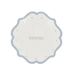 8 ASSIETTES CARTON BAPTÊME CUR OR 18CM BLEU ORAGE