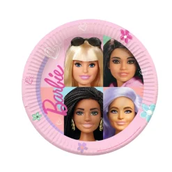 8 ASSIETTES CARTON BARBIE SWEET LIFE 23CM ROSE