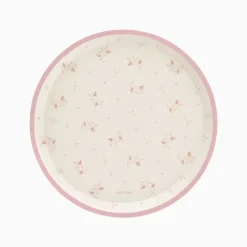 6 ASSIETTES CARTON BÉBÉ OURS FLORAL 23CM ROSE