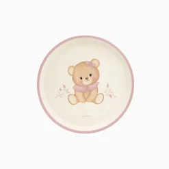 6 ASSIETTES CARTON BÉBÉ OURSON NUD 17CM ROSE