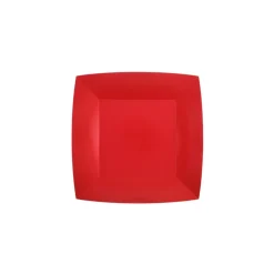 10 ASSIETTES CARTON BIO CARRÉES 18CM ROUGE