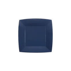 10 ASSIETTES CARTON BIO CARRÉES 18CM BLEU MARINE