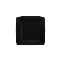 10 ASSIETTES CARTON BIO CARRÉES 18CM NOIR