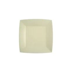 10 ASSIETTES CARTON BIO CARRÉES 18CM SABLE